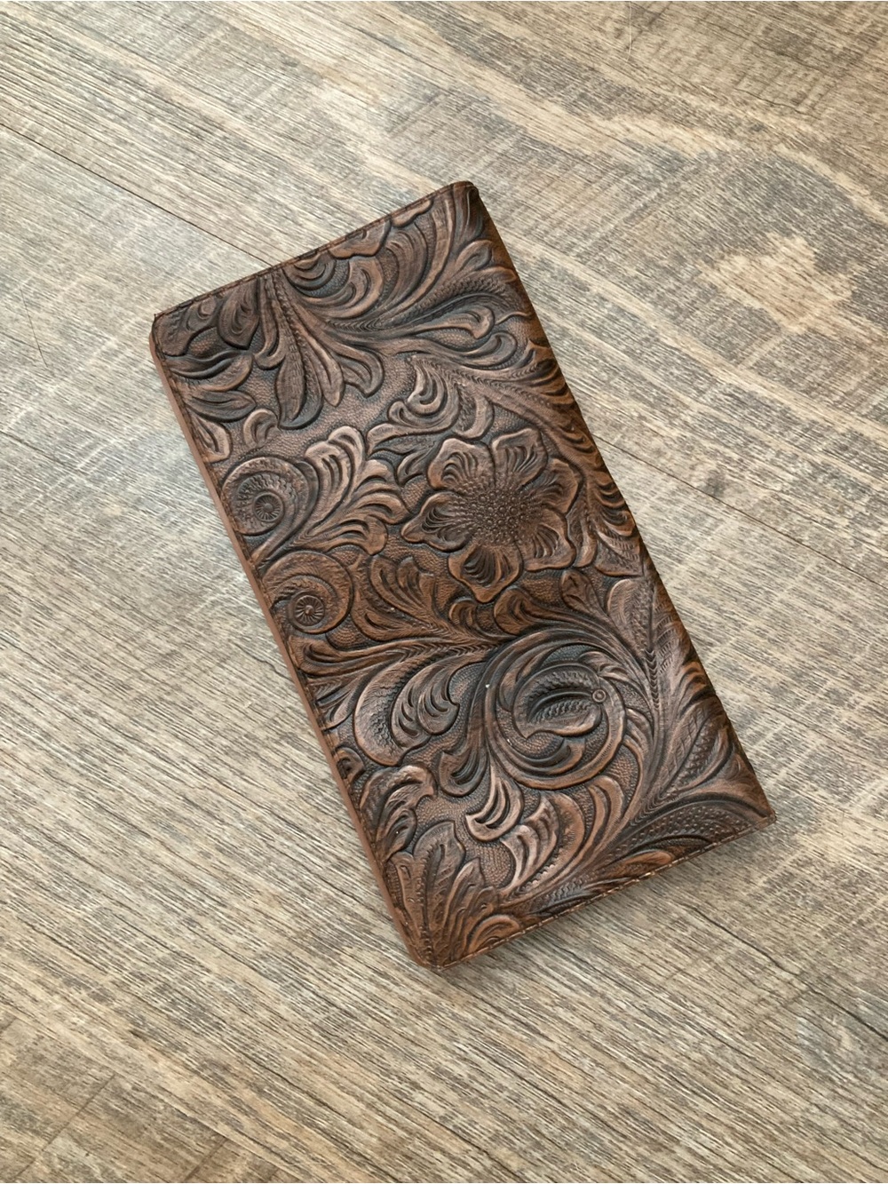 Vintage Embossed Western Checkbook Cover Holder